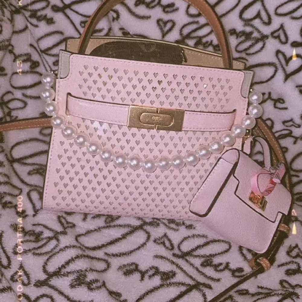 Tory Burch Pink Perforated Lee Radziwill Petite Double